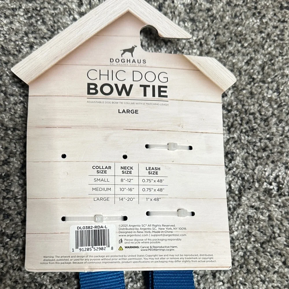 Kids Blue Nylon Leash and Collar Set with Red Bow